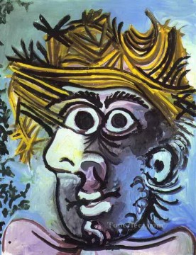 Cabeza de hombre con sombrero de paja cubista de 1971 Pablo Picasso Pinturas al óleo